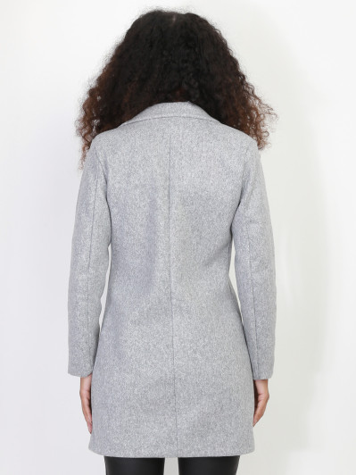 Manteau gris mi long à col revers