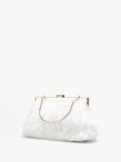 Pochette minaudière à fleurs en relief blanche