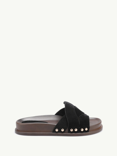 Mules à brides entrecroisées et clous noires