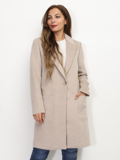 Manteau beige à col revers