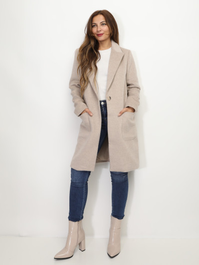 Manteau beige à col revers