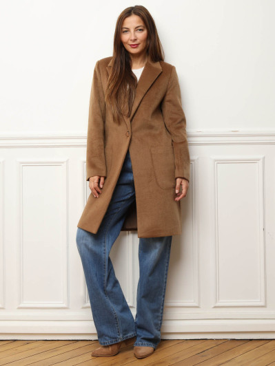 Manteau camel à col revers