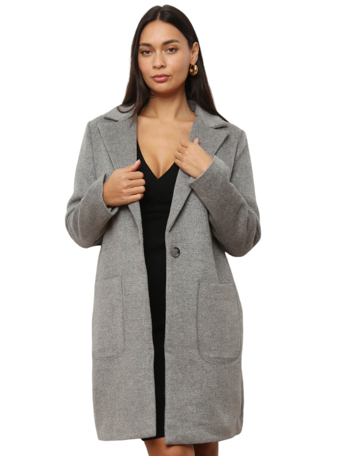 Manteau gris à col revers