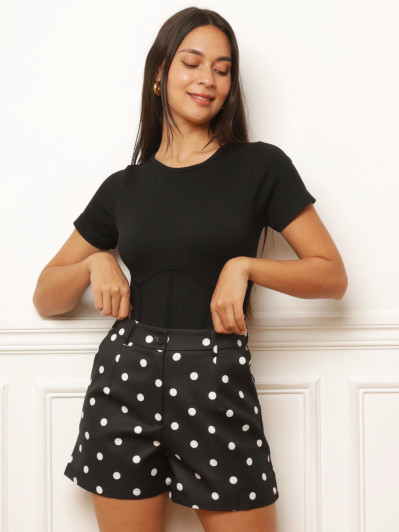 Short noir à motifs pois