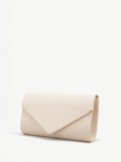 Pochette dorée pailletée à bord métallique