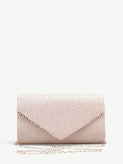 Pochette dorée rose pailletée à bord métallique