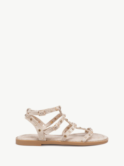 Sandales cloutées en suédine beige