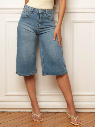Bermuda en denim bleu