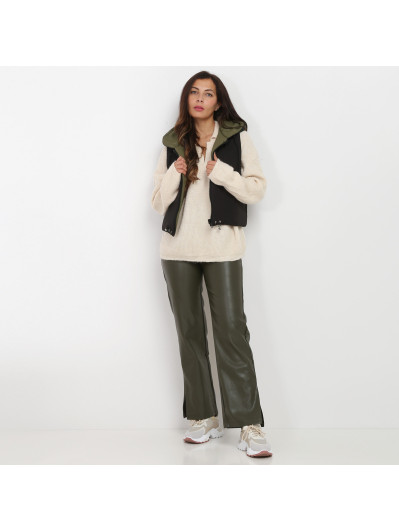 Doudoune sans manches noir et kaki réversible