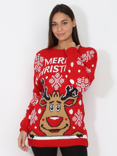 Pull de Noël à motif renne