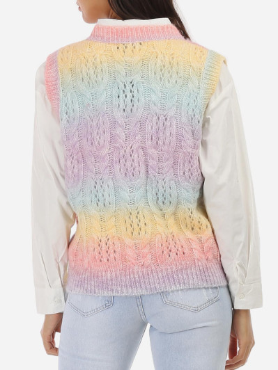 Pull sans manches multicolore à col V