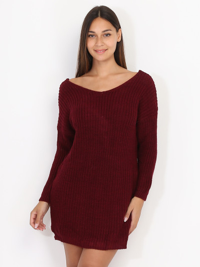 Robe pull bordeaux effet torsadé femme pas cher la modeuse