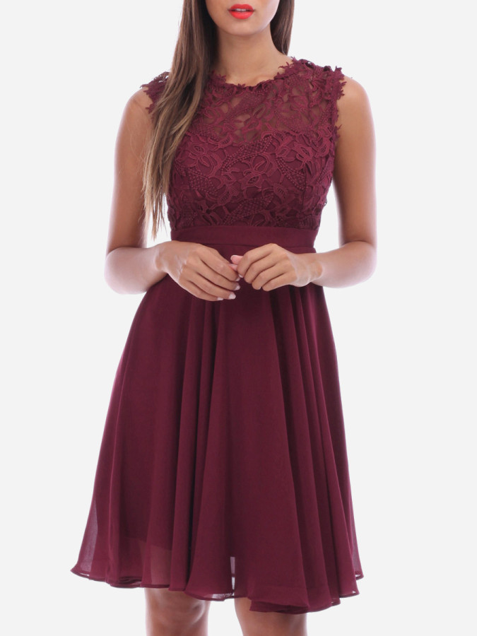 Robe à encolure dentelle grandes tailles