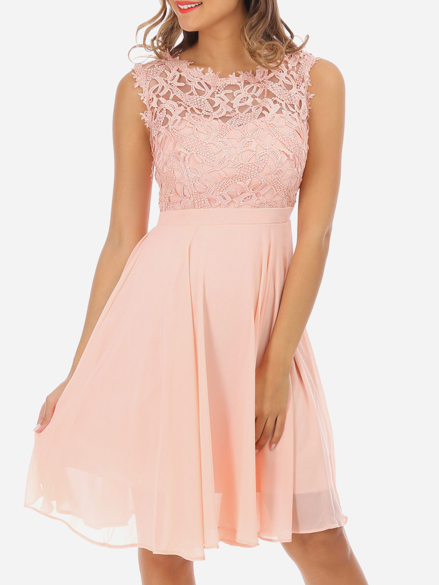 Robe à encolure dentelle grandes tailles