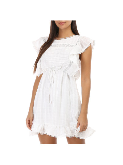 Robe blanche à volants et à noeud dans le dos