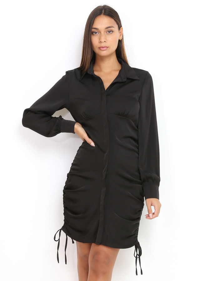 Robe-chemise Noire Neiman Marcus 100% Laine - Taille M, Coupe Classique, Manches Longues - Occasion En Excellent état