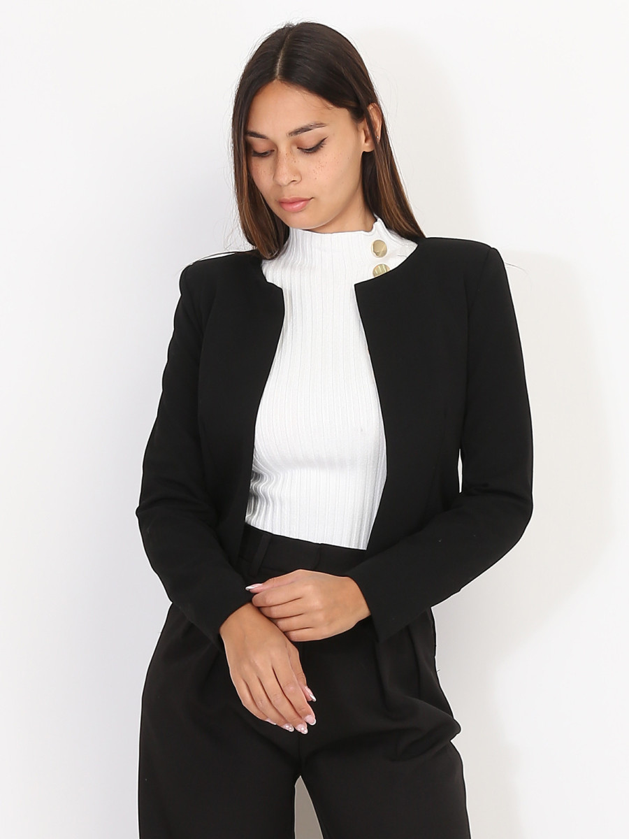 Veste noire unie, veste pas cher, vetement femme pas cher