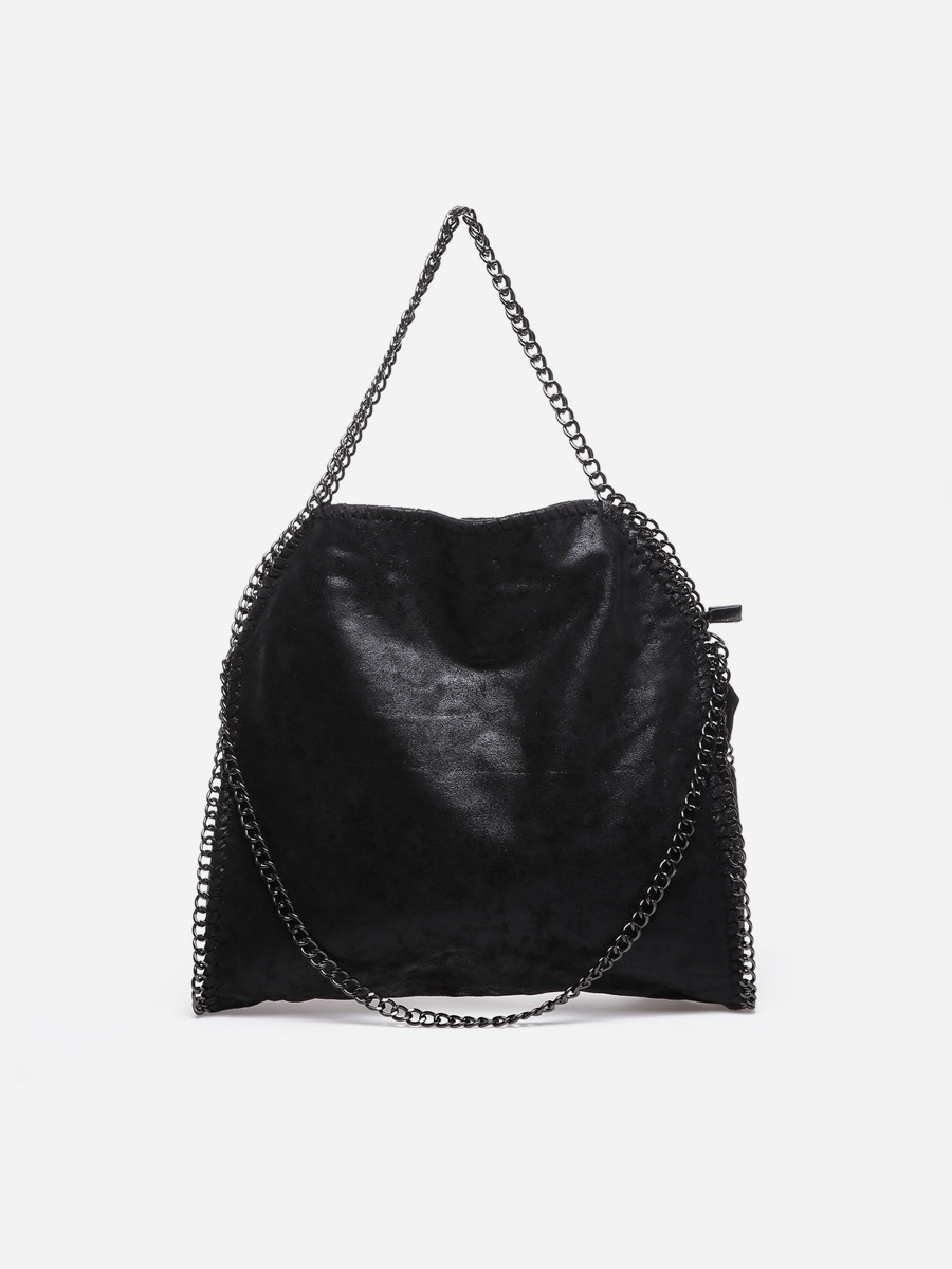 Sac cabas noir contour et anses en chaîne