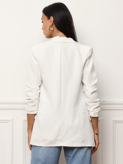 Veste blazer blanche à manches retroussées