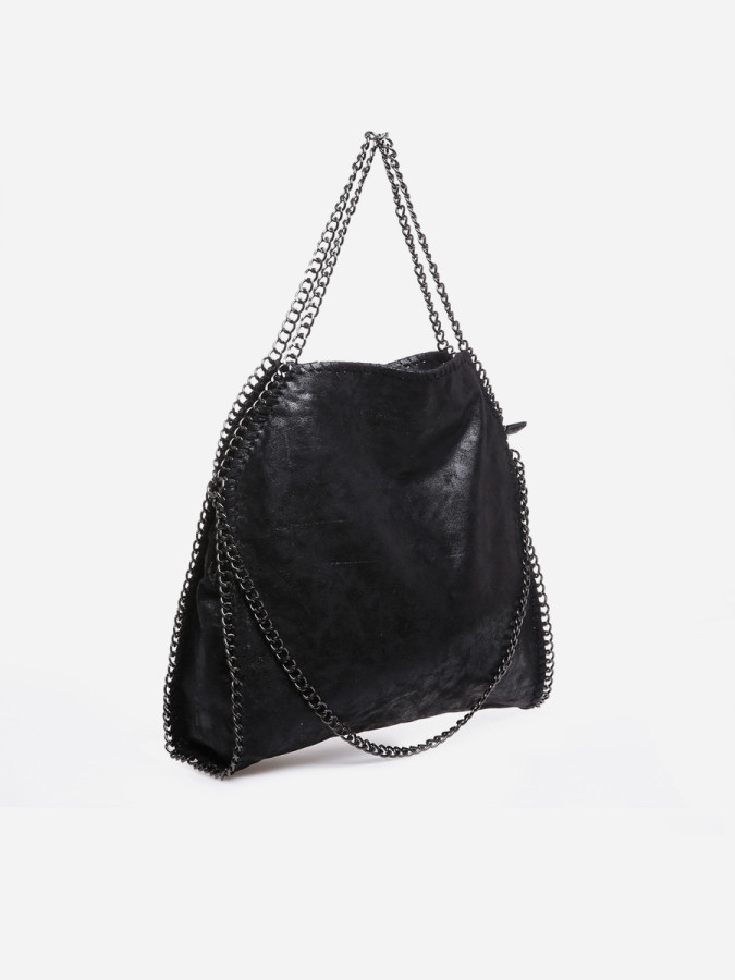 Sac cabas noir contour et anses en chaîne