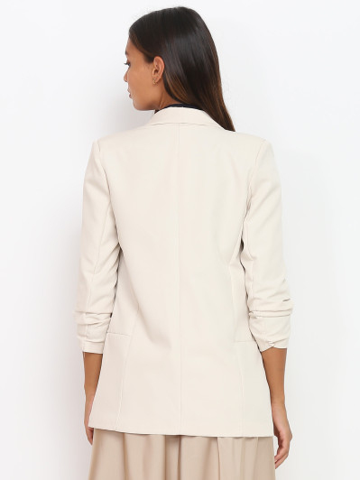 Veste blazer beige à manches retroussées