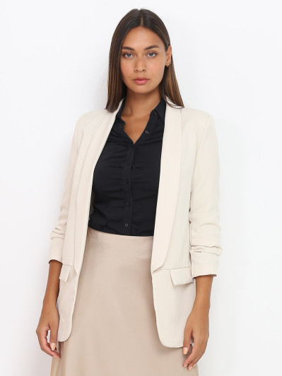 Veste blazer beige à manches retroussées