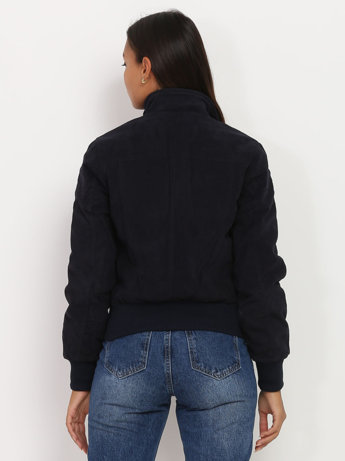 Bomber bleu en suédine