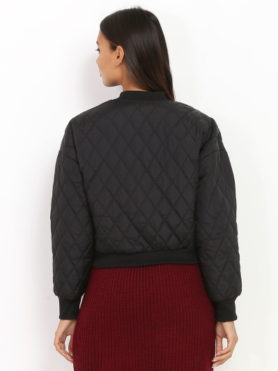 Bomber court noir matelassé