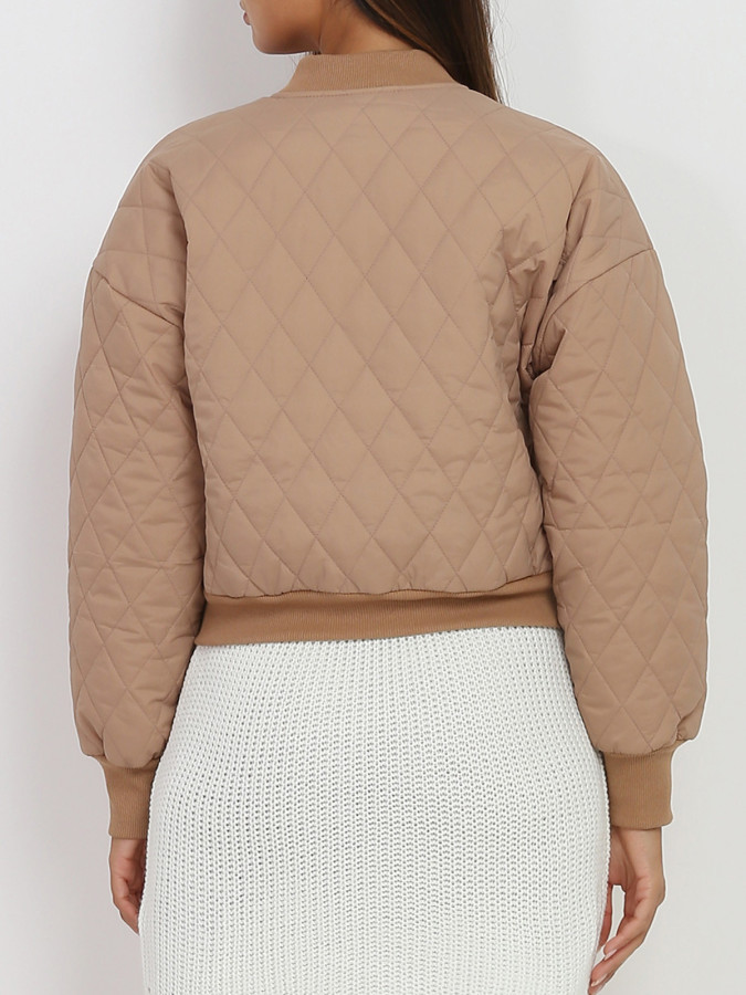 Bomber court camel matelassé