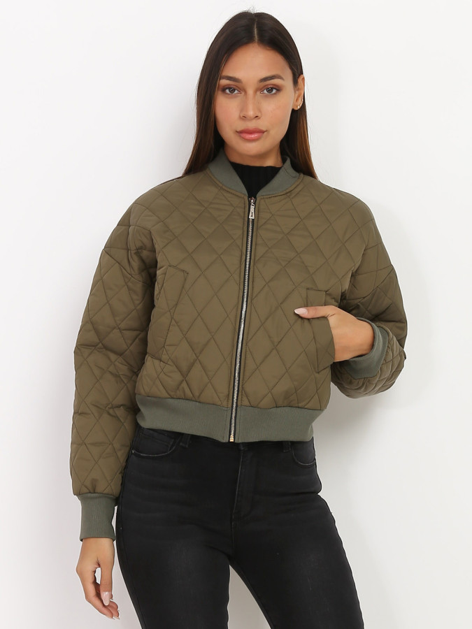 Bomber court kaki matelassé