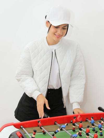 Bomber court blanc matelassé