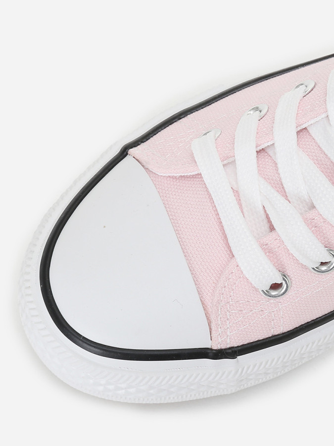 Tennis basses roses en toile