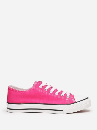 Tennis basses fuchsia en toile