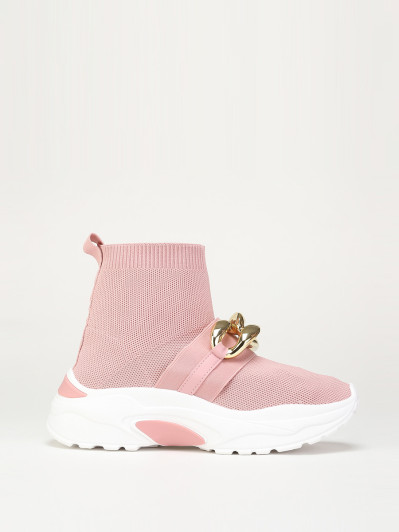 Basket roses effet chaussettes à chaîne