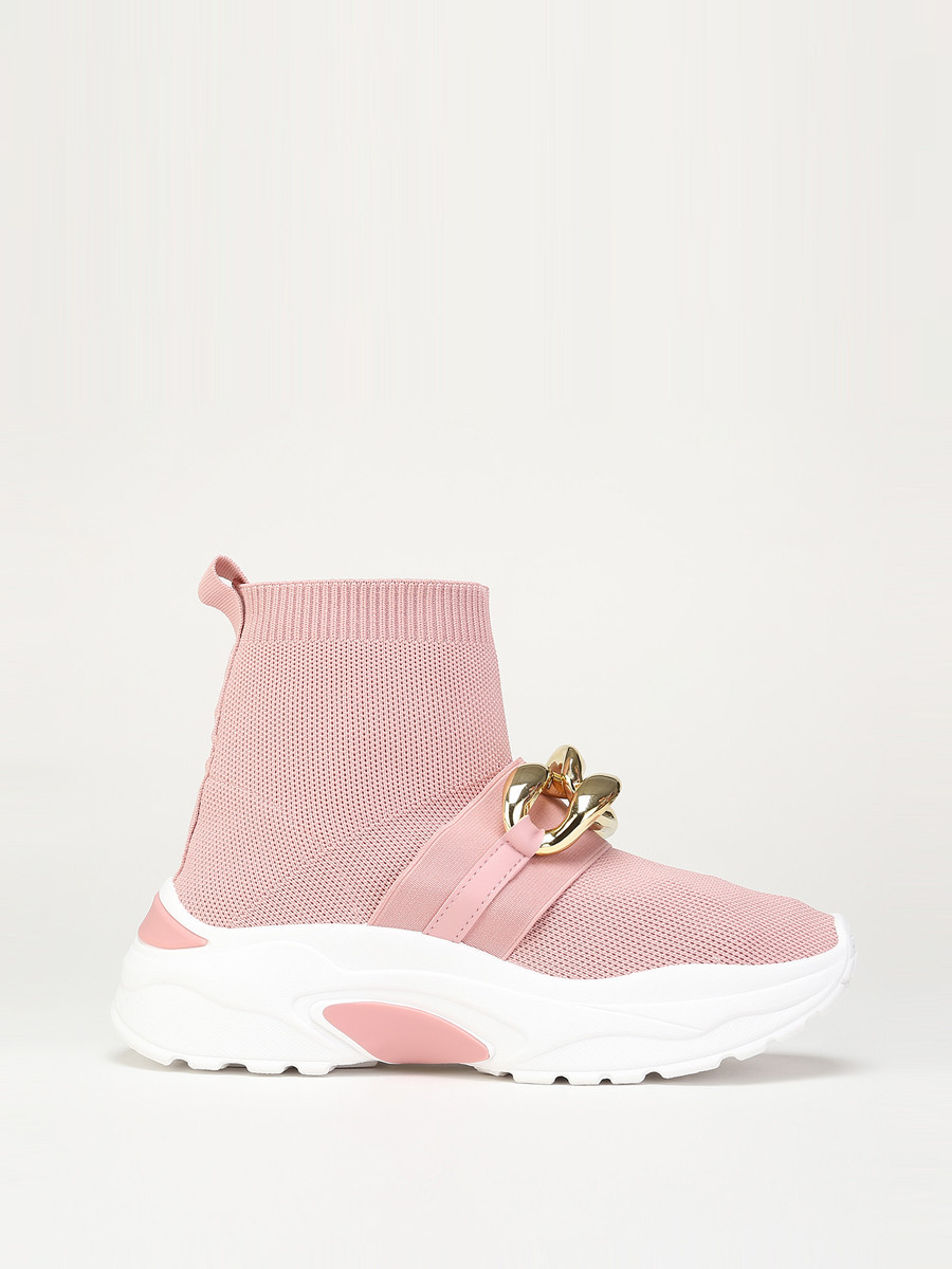 Basket roses effet chaussettes à chaîne