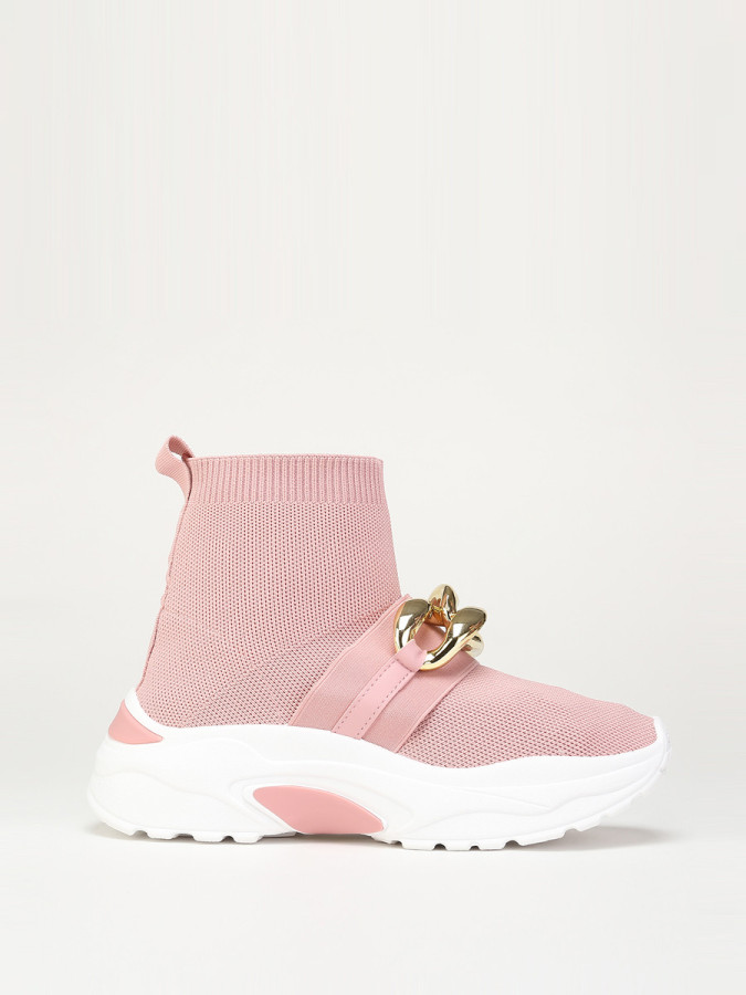 Basket roses effet chaussettes à chaîne