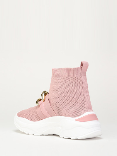 Basket roses effet chaussettes à chaîne