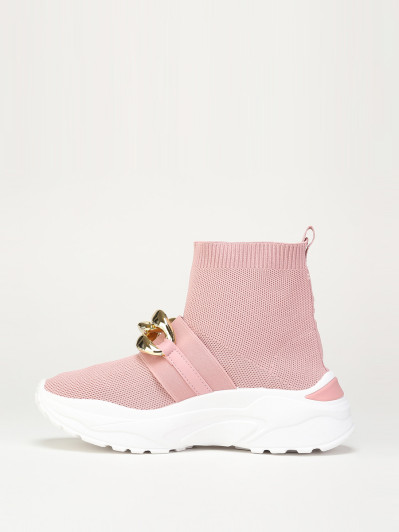 Basket roses effet chaussettes à chaîne