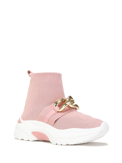 Basket roses effet chaussettes à chaîne