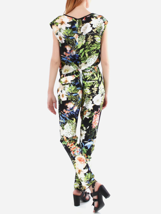 vêtement femme top court à imprimé tropical pas cher noir