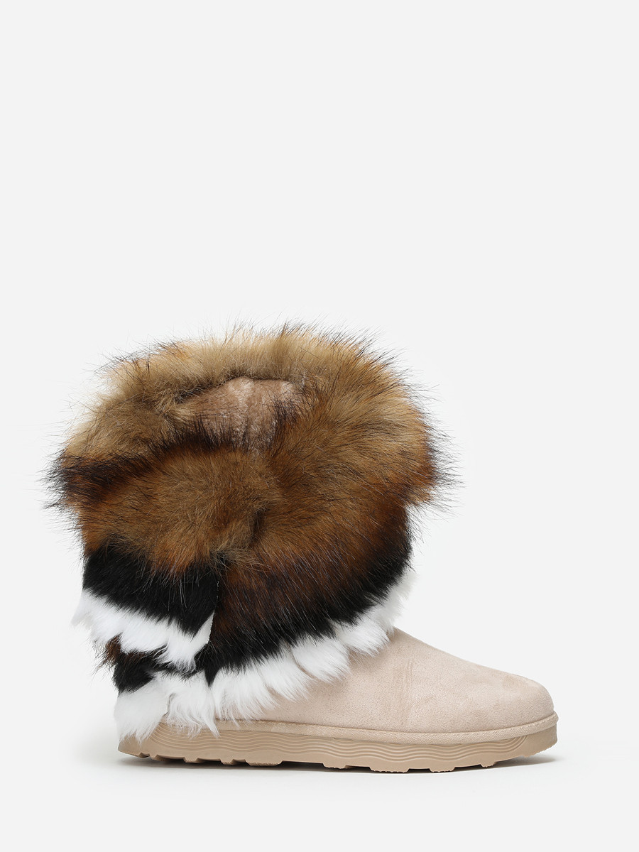 Bottines beiges avec tige effet fourré