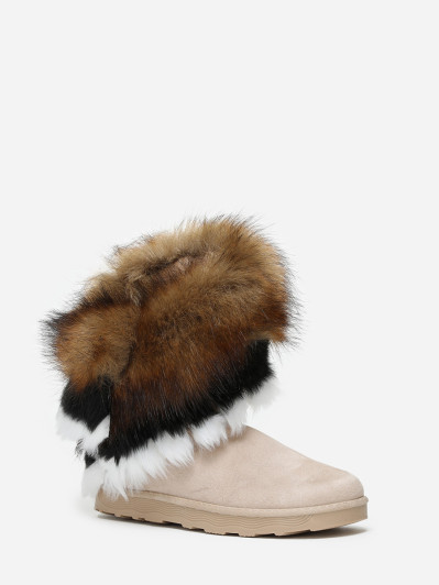 Bottines beiges avec tige effet fourré