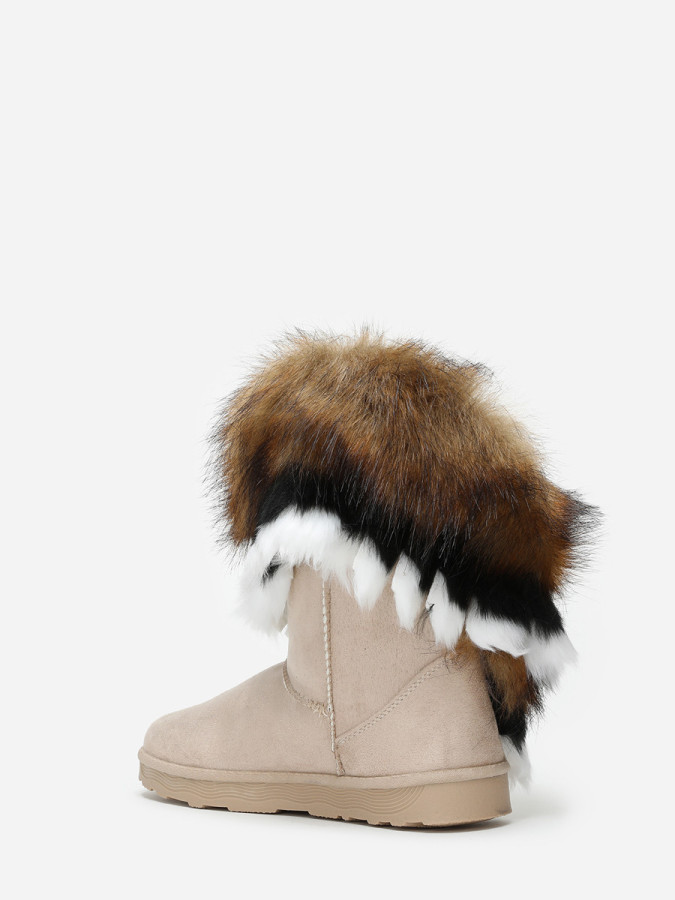 Bottines beiges avec tige effet fourré