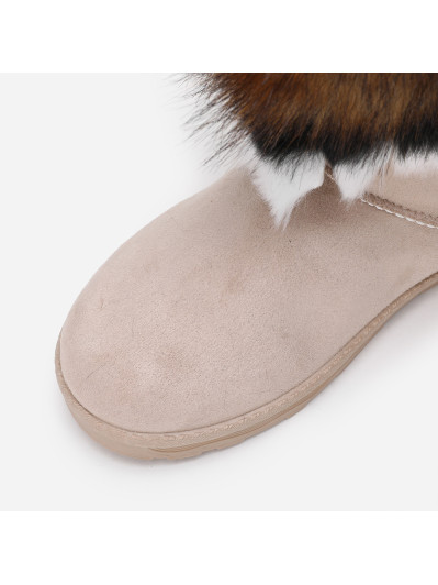 Bottines beiges avec tige effet fourré