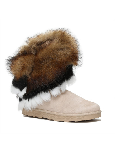 Bottines beiges avec tige effet fourré