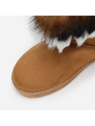 Bottines camel avec tige effet fourré