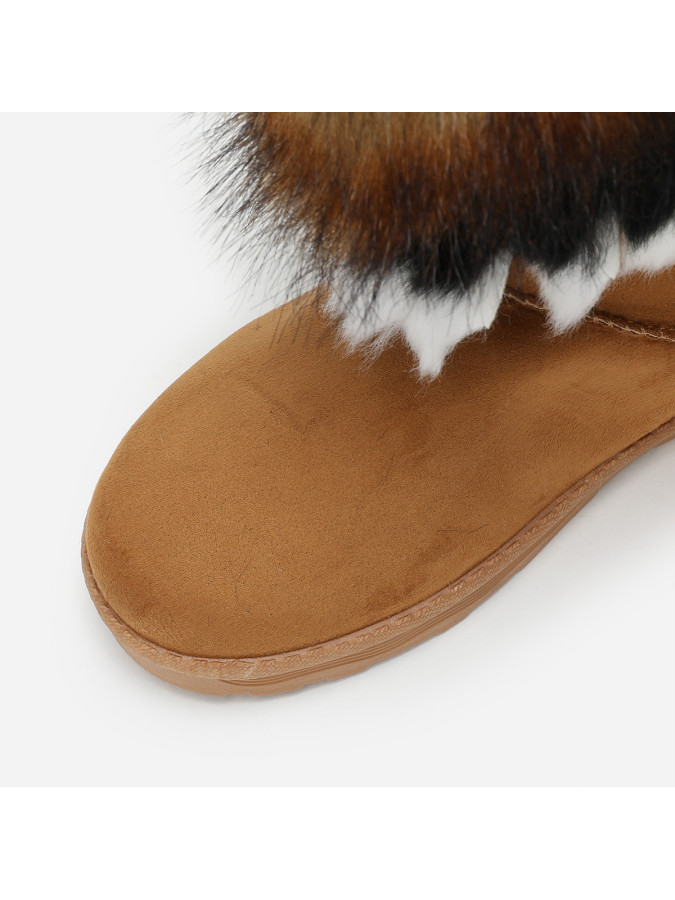 Bottines camel avec tige effet fourré