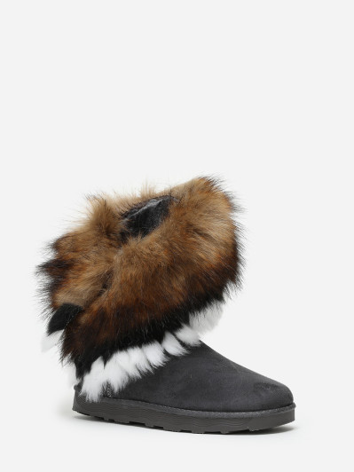 Bottines grises avec tige effet fourré