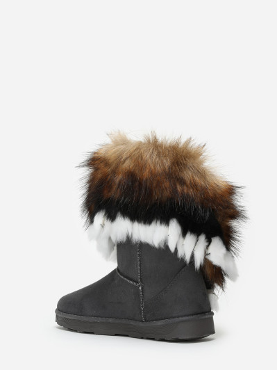 Bottines grises avec tige effet fourré