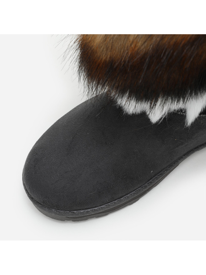 Bottines grises avec tige effet fourré